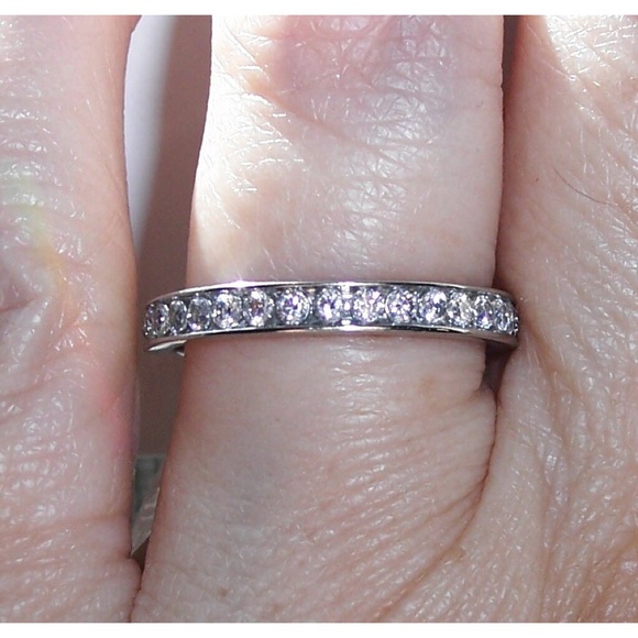 STAINLESS STEEL Cubic Zirconia Eternity Band Ring - Picture 3 of 13